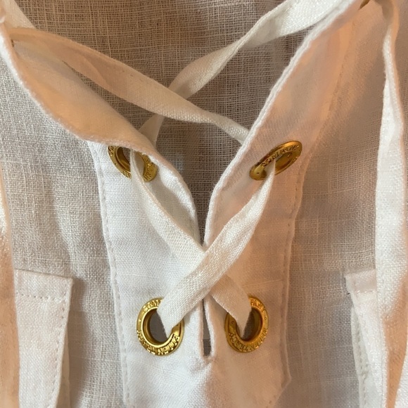 Ellen Tracy White Linen Blouse in Chalk - Picture 7 of 9